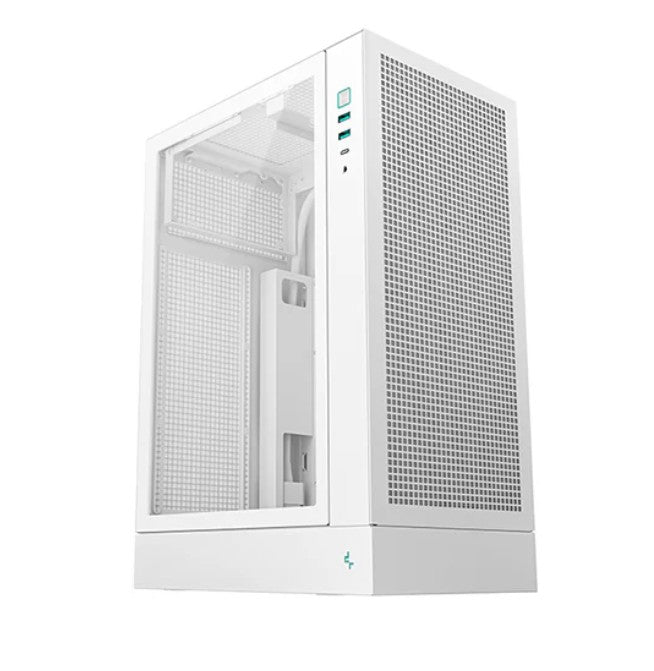 DeepCool CH170 PLUS WH Vertical Micro-ATX Compact Case, USB3.0×2, Gen2 Type-C x1, Audio/Mic×1 - Image 1