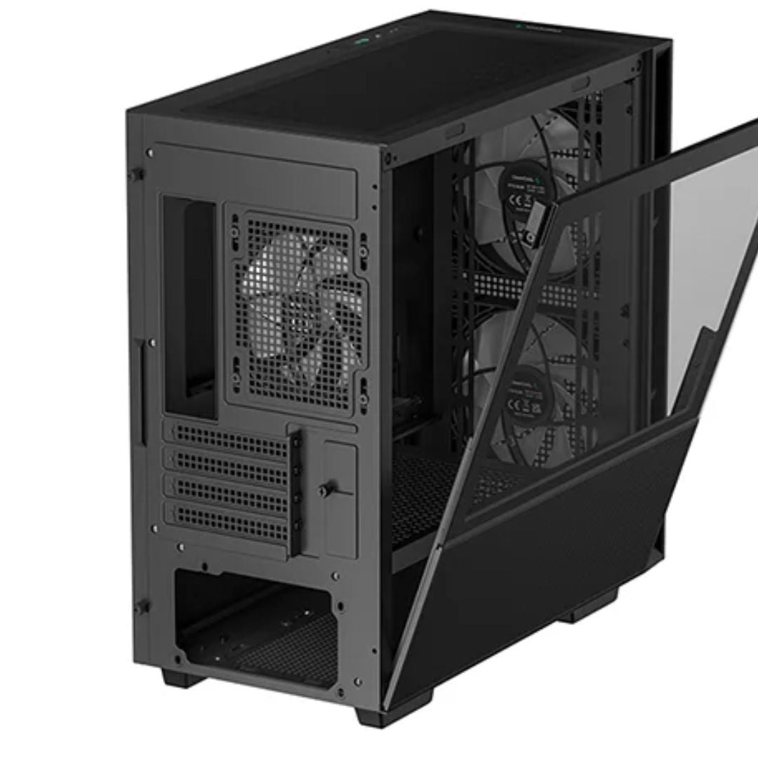 DeepCool CH360 Black Micro ATX Case, Tempered Glass Window, 1x USB 3.0, 1x USB-C, HD Audio, 2x 140mm ARGB and 1x 120mm ARGB Pre-installed Fans(LS) - Image 3