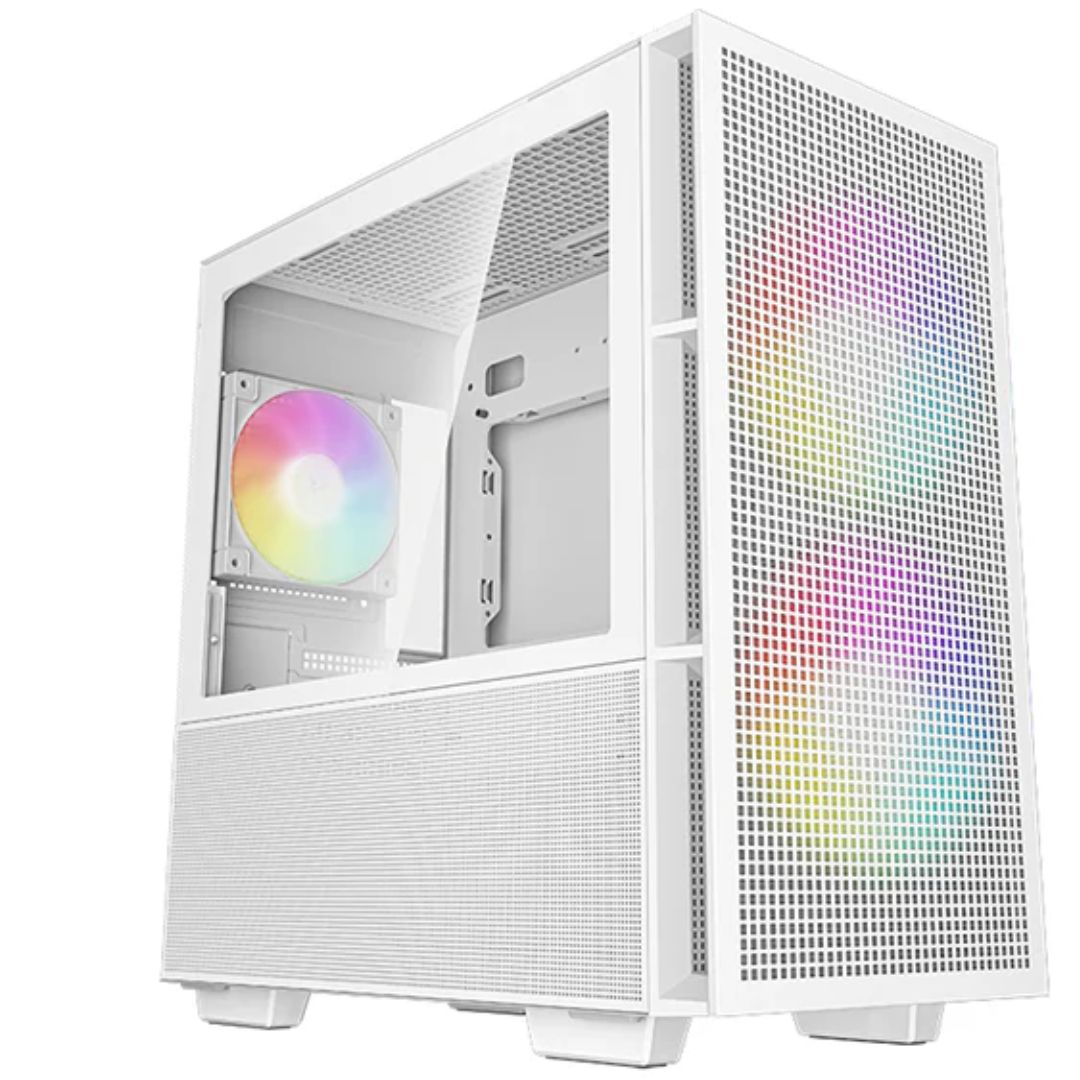 DeepCool CH360 Digital White Micro ATX Case, Digital Status Display, Tempered Glass Window,1x USB 3.0, 1x USB-C, HD Aud (LS) - Image 1