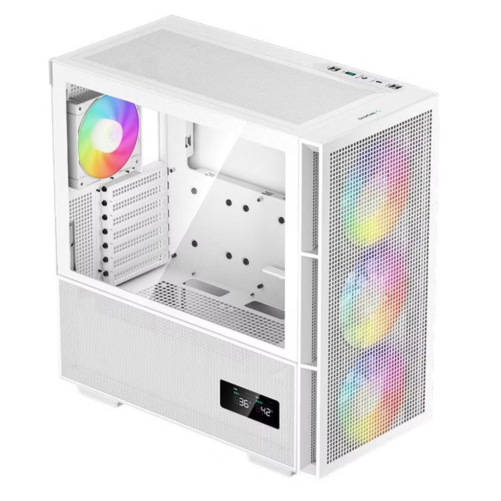 DeepCool CH560 DIGITAL White High Airflow Mid-Tower ATX Case, Digital Status Display, Magnetic Hybrid Mesh, 3 Pre-Installed 140mm Fans (LS) - Image 2