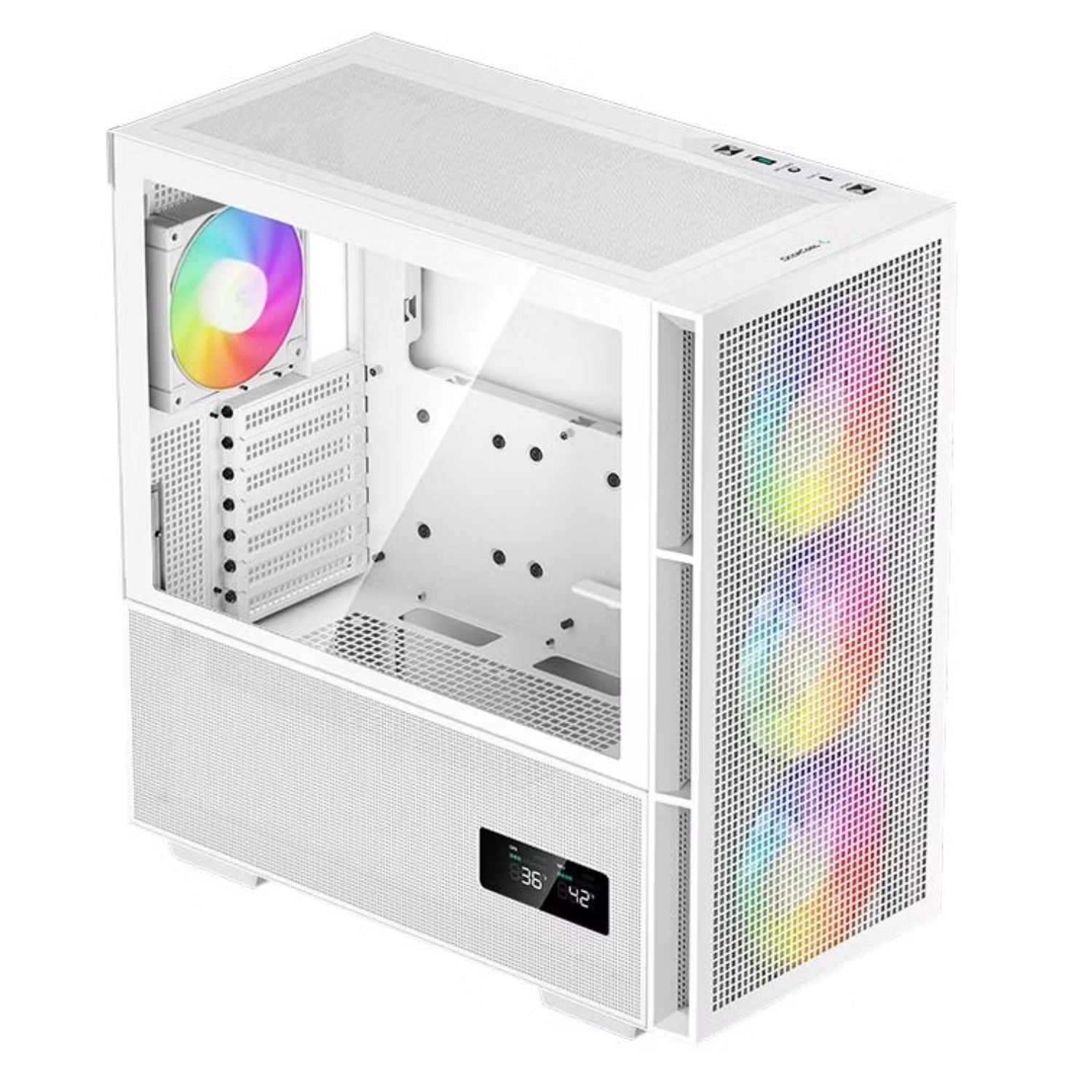 DeepCool CH560 DIGITAL White High Airflow Mid-Tower ATX Case, Digital Status Display, Magnetic Hybrid Mesh, 3 Pre-Installed 140mm Fans (LS) - Image 2