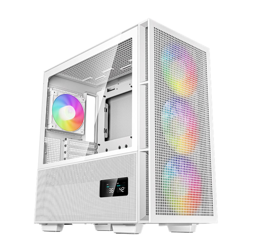 DeepCool CH560 DIGITAL White High Airflow Mid-Tower ATX Case, Digital Status Display, Magnetic Hybrid Mesh, 3 Pre-Installed 140mm Fans (LS) - Image 5