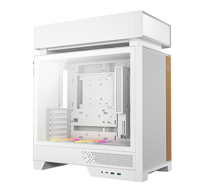 DeepCool CL660 White Innovative Compartmentalized Optimized ATX Case Pre-installed Dual ARGB Fans, Build-in Atmosphere - Image 1