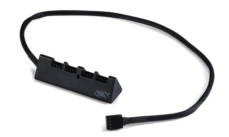 DeepCool FH-04 4 Port Fan Hub, Compatible With 12V 3PIN/4PIN Fans, 550mm, Extend Up To 4 Fans - Image 1