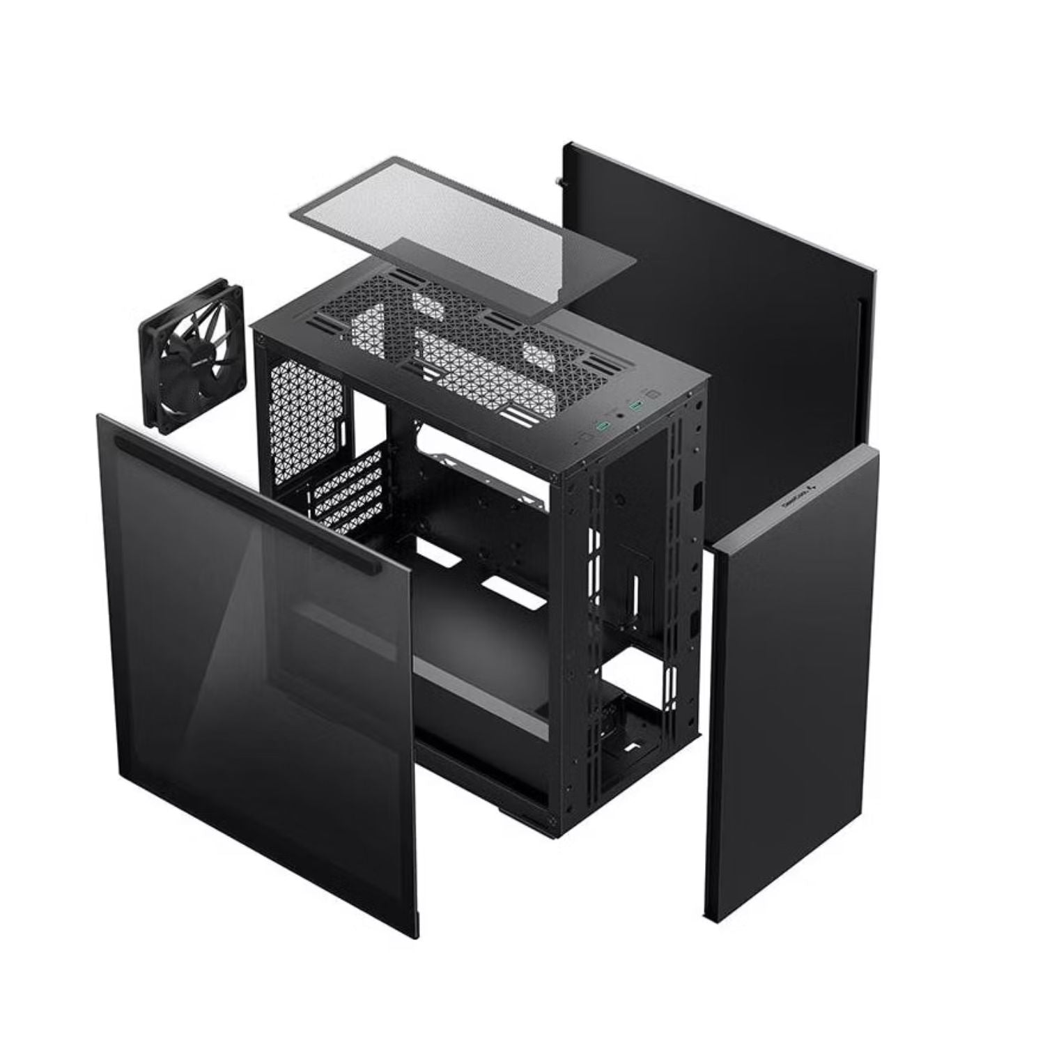 DeepCool MACUBE 110 Black Minimalistic Micro-ATX Case, Magnetic Tempered Glass Panel, Removable Drive Cage, Adjustable GPU Holder, 1xPreinstalled Fan - Image 4