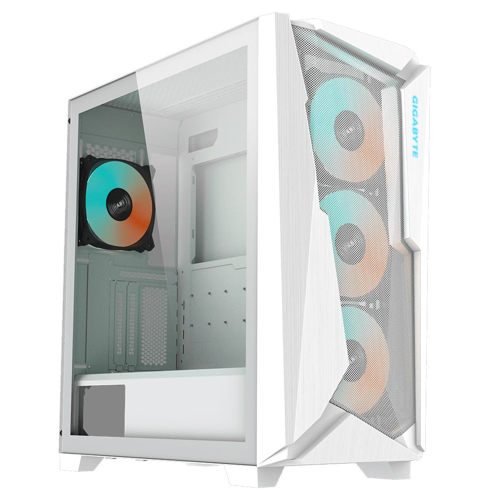 Gigabyte C301 RGB Tempered Glass E-ATX White Mid Tower Gaming Chassis  2x3.5" 2x2.5" 2xUSB3.0 Detachable Dust Filter Liquid Cooling PSU ATX - Image 1
