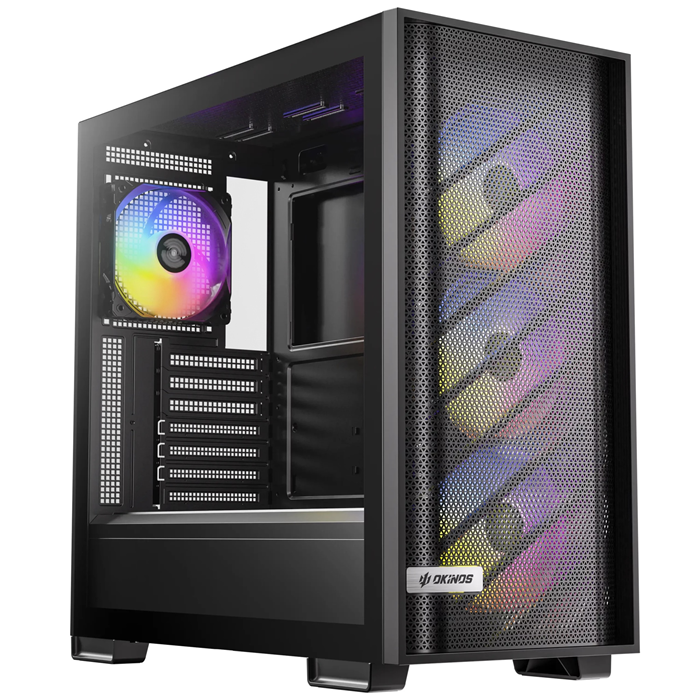 OKINOS 612 ARGB Mid Tower ATX case, tempered glass, USB-C 5Gbps, 4x120mm ARGB fans, 405mm GPU, 175mm CPU, 360mm radiator support - Image 5