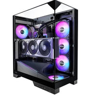 OKINOS AQ93 3-Sided Pannoramic ViewTempered Glass ,ATX USB-C, Pre-Installed 2×120mm ARGB PWM Fan, Mid Tower Case - Image 1