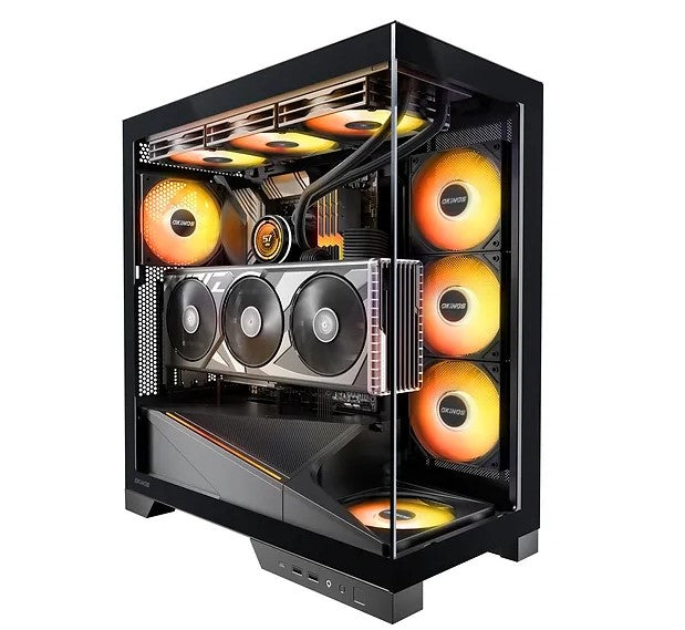 OKINOS AQ9 ARGB,Pre-Installed 5×120mm ARGB PWM Fan, ATX Mid Tower PC Case,Computer case with Panoramic View,Tempered Glass Side Panel,Type C Port - Image 1