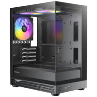 OKINOS AQUA UNO BLACK, Mini Tower, Micro-ATX/ITX, tempered glass, 3×120mm ARGB fans, USB 3.0 + Type-C, ≤309mm GPU, ≤165mm CPU cooler, steel - Image 1