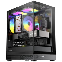OKINOS AQUA UNO BLACK, Mini Tower, Micro-ATX/ITX, tempered glass, 3×120mm ARGB fans, USB 3.0 + Type-C, ≤309mm GPU, ≤165mm CPU cooler, steel - Image 2