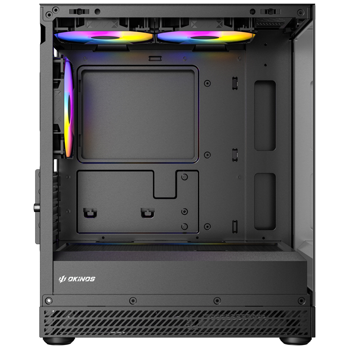 OKINOS AQUA UNO BLACK, Mini Tower, Micro-ATX/ITX, tempered glass, 3×120mm ARGB fans, USB 3.0 + Type-C, ≤309mm GPU, ≤165mm CPU cooler, steel - Image 3