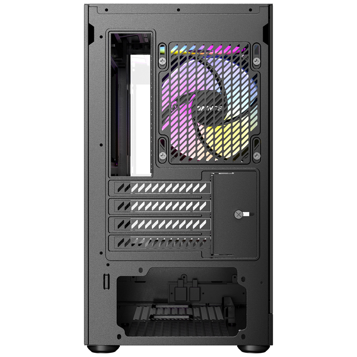 OKINOS AQUA UNO BLACK, Mini Tower, Micro-ATX/ITX, tempered glass, 3×120mm ARGB fans, USB 3.0 + Type-C, ≤309mm GPU, ≤165mm CPU cooler, steel - Image 4