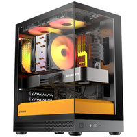 OKINOS AQUA UNO CANARY, Mini Tower, Micro-ATX/ITX, tempered glass, 3×120mm ARGB fans, USB 3.0 + Type-C, ≤309mm GPU, ≤165mm CPU cooler, steel - Image 2