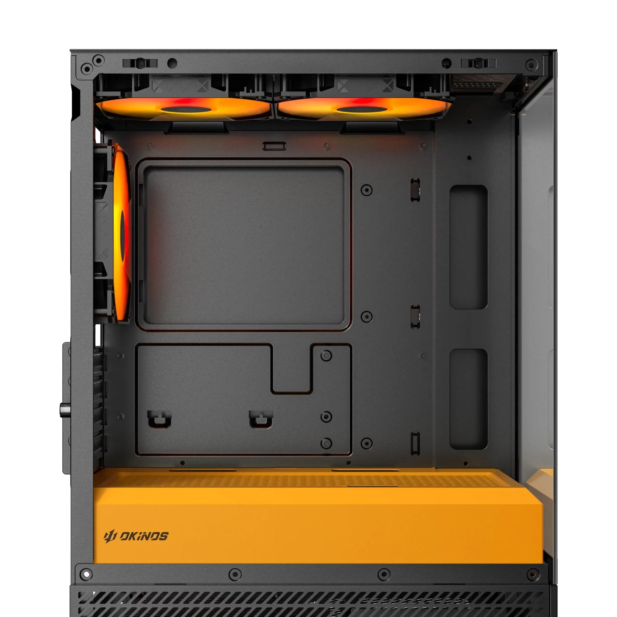 OKINOS AQUA UNO CANARY, Mini Tower, Micro-ATX/ITX, tempered glass, 3×120mm ARGB fans, USB 3.0 + Type-C, ≤309mm GPU, ≤165mm CPU cooler, steel - Image 3