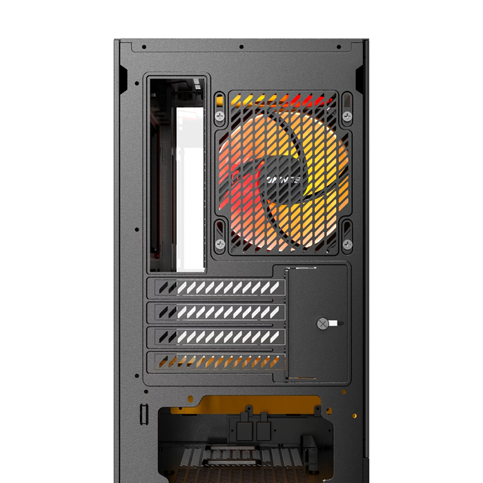 OKINOS AQUA UNO CANARY, Mini Tower, Micro-ATX/ITX, tempered glass, 3×120mm ARGB fans, USB 3.0 + Type-C, ≤309mm GPU, ≤165mm CPU cooler, steel - Image 4