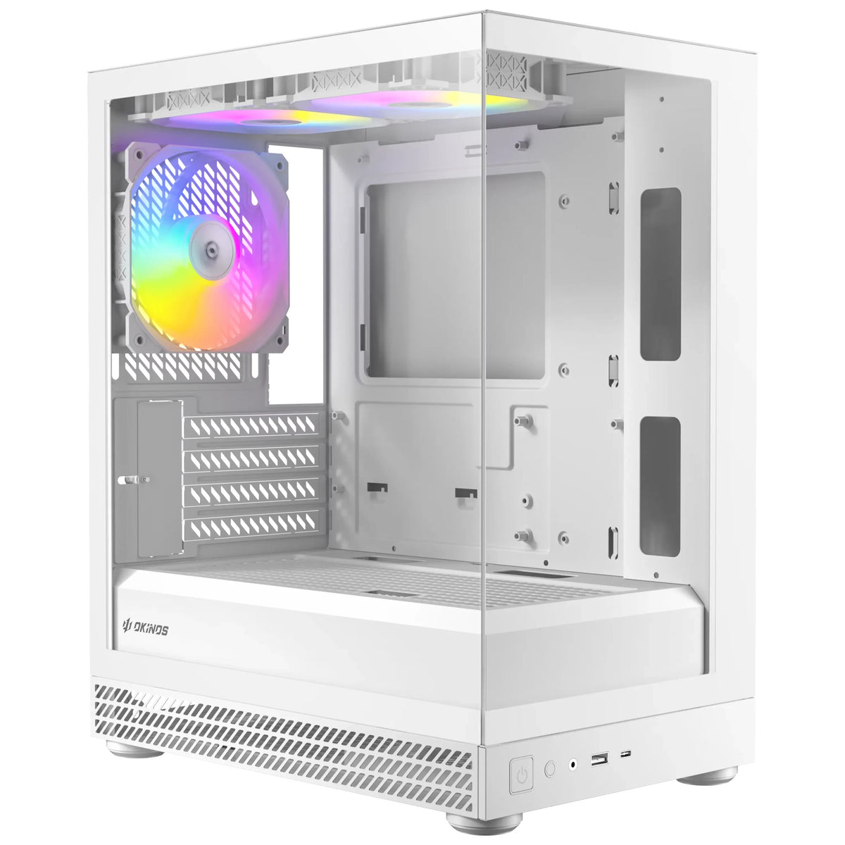 OKINOS AQUA UNO POLAR, Mini Tower, Micro-ATX/ITX, tempered glass, 3×120mm ARGB fans, USB 3.0 + Type-C, ≤309mm GPU, ≤165mm CPU cooler, steel - Image 5