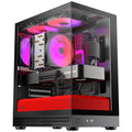 OKINOS AQUA UNO SCARLET, Mini Tower, Micro-ATX/ITX, 270° Tempered Glass, USB-C 5Gbps, 3× ARGB Fans, 309mm GPU, Dust Filters - Image 1