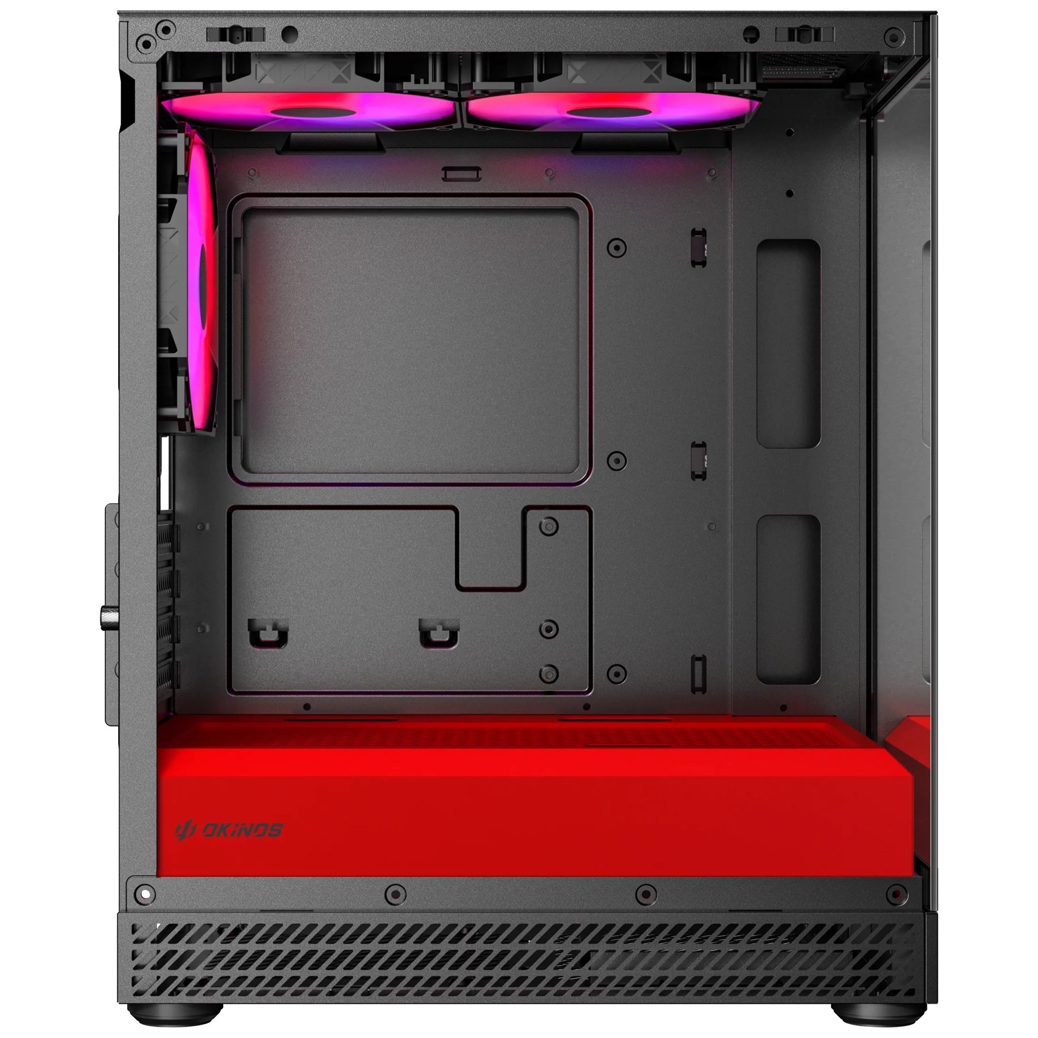 OKINOS AQUA UNO SCARLET, Mini Tower, Micro-ATX/ITX, 270° Tempered Glass, USB-C 5Gbps, 3× ARGB Fans, 309mm GPU, Dust Filters - Image 3