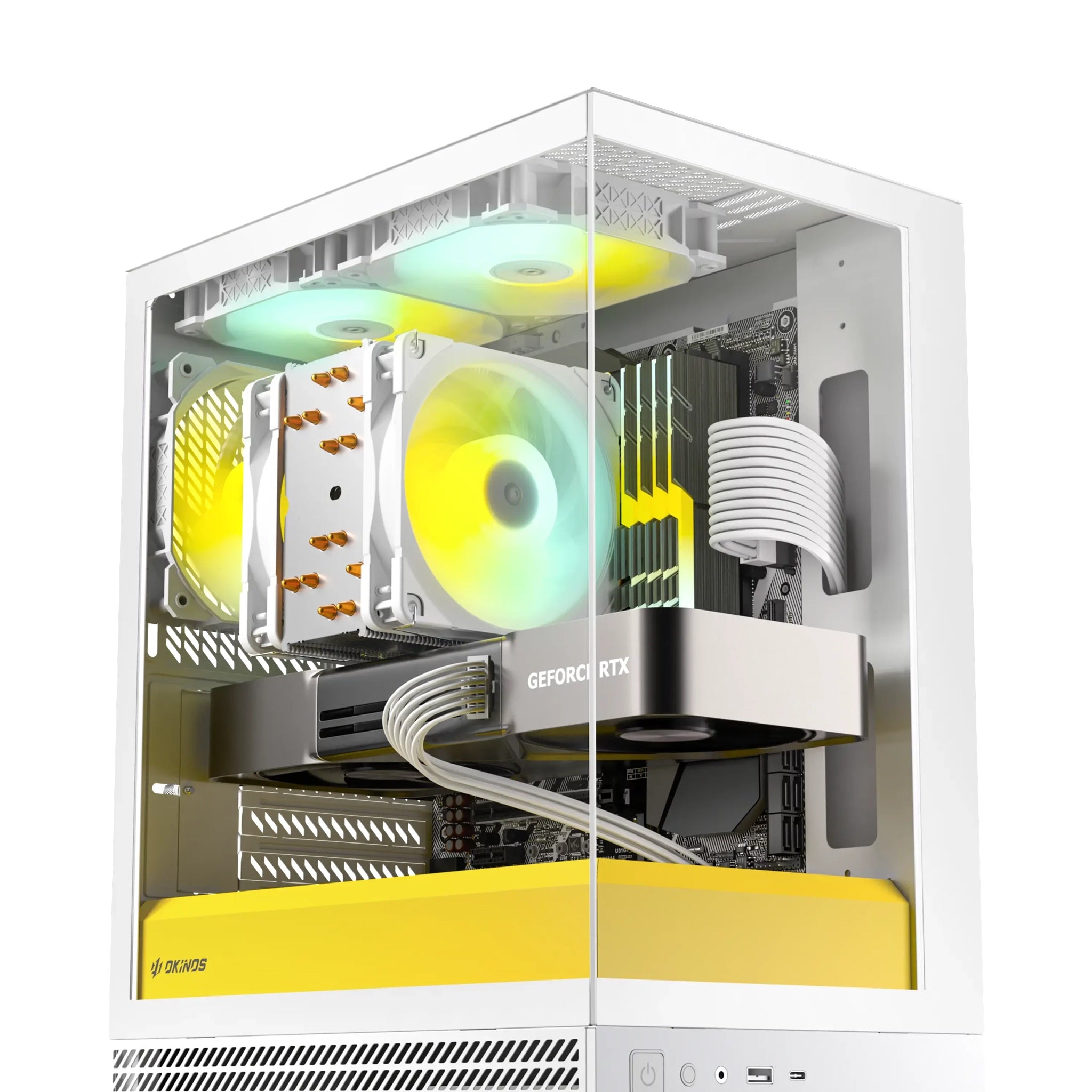 OKINOS AQUA UNO YOLK, Mini Tower, Micro-ATX/ITX, tempered glass, 3×120mm ARGB fans, USB 3.0 + Type-C, ≤309mm GPU, ≤165mm CPU cooler, steel - Image 2