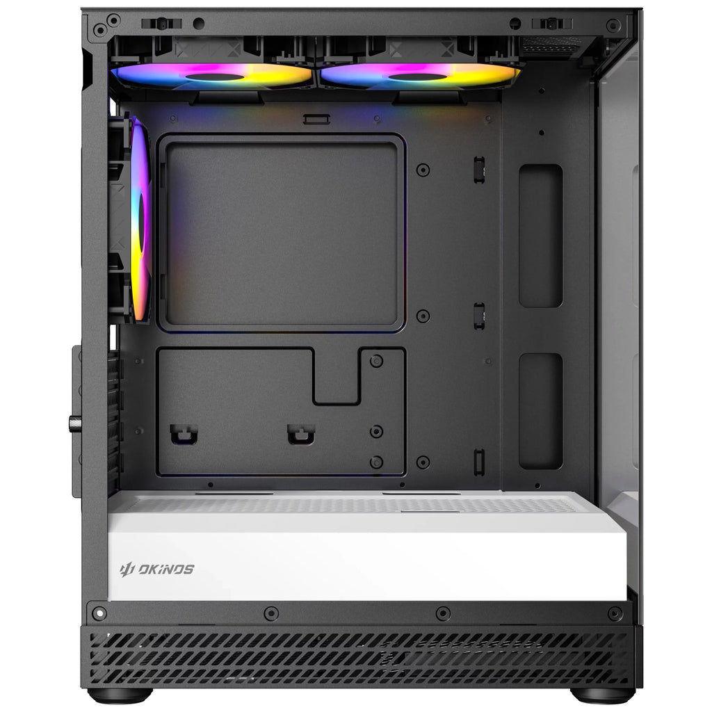 OKINOS AQUA UNO ZEBRA, Mini Tower, Micro-ATX/ITX, tempered glass, 3×120mm ARGB fans, USB 3.0 + Type-C, ≤309mm GPU, ≤165mm CPU cooler, steel - Image 3