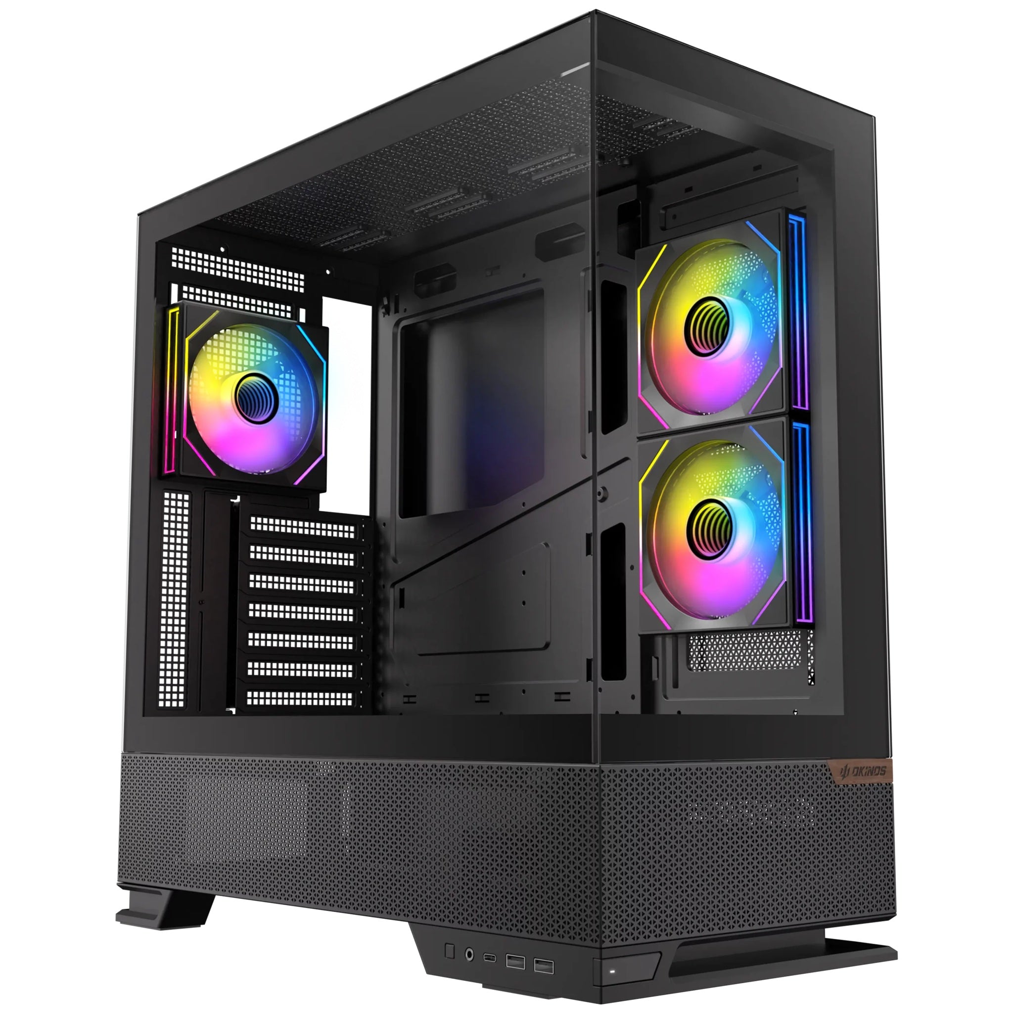 OKINOS Aqua 6 infinity Mid Tower ATX case, tempered glass, USB-C 10Gbps, 435mm GPU, 175mm CPU, 360mm radiator, ATX/mATX/ITX support, steel build RGB - Image 2