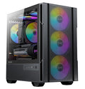 OKINOS Cypress 3 ARGB Micro ATX Case, 4 × 120mm ARGB Non-PWM Case Fans Pre-Installed, MATX PC Case, Temper Glass Side Panel, with Type-C, Black - Image 1