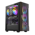 OKINOS Cypress P5 ARGB Oak Wood Trim ATX, 4x120mm ARGB Non-PWM Fans Pre-Installed,Type-C,Tempered Glass Side Panel,Black Mid-Tower Case - Image 1