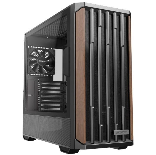 OKINOS Cypress 7 Wood, Mid Tower Gaming PC Case, ATX/M-ATX/ITX, Tempered Glass, USB-C 10Gbps, 4x120mm PWM Fans, GPU ≤415mm, CPU ≤165mm - Image 5