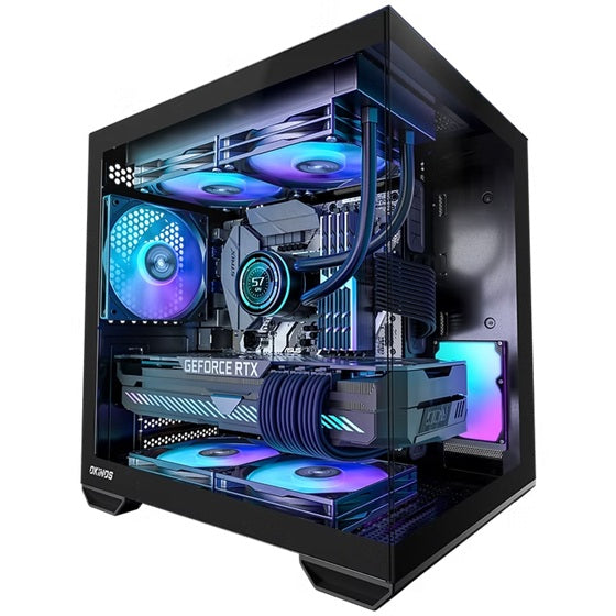 OKINOS Mirage 4 mATX ARGB Case, ARGB controller, 4x ARGB Fans. Ultimate thermal, Steel,2x USB3.0, 1x3.2 Gen2 USB-C, Black Tower Case - Image 3