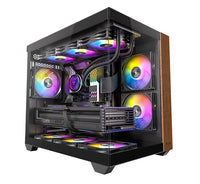 OKINOS M6 ARGB ATX Genuine Walnut Wood, Panoramic View, Type-C, 4 x120mm ARGB & PWM Fans included,Tempered Glass Side Panel, Black,  Case - Image 3