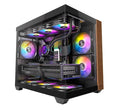 OKINOS M6 ARGB ATX Genuine Walnut Wood, Panoramic View, Type-C, 4 x120mm ARGB & PWM Fans included,Tempered Glass Side Panel, Black,  Case - Image 1