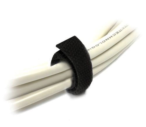 8Ware 25m x 12mm Velcro Wide Cable Tie Hook & Loop Continuous One Sided Self Adhesive Fastener Sticky Tape Roll Black - Image 1