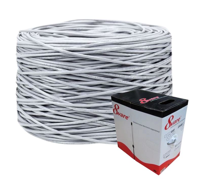 8ware CAT6 UTP Cable 305m Roll Grey Full Copper UTP stranded Wire Ethernet LAN RJ45 Network 24AWG 2x4 Pair PVC Jacket Indoor 1YR WTY - Image 2
