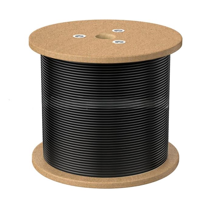 8Ware 305m CAT6A UTP LAN Network Cable Roll 24AWG PVE HDPE 7.4mm UV Stabilised Jacket Wooden Reel Outdoor Black - Image 1