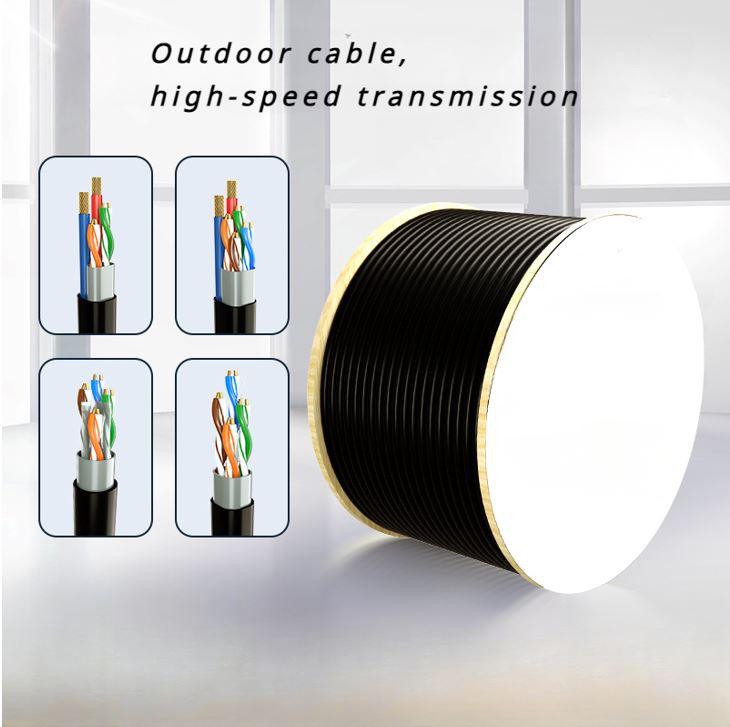 8Ware 350m CAT6A Ethernet Outdoor Underground Shielded External LAN Cable Roll on Rell Box Black Copper Twisted Core PE Jacket 23AWG - Image 3