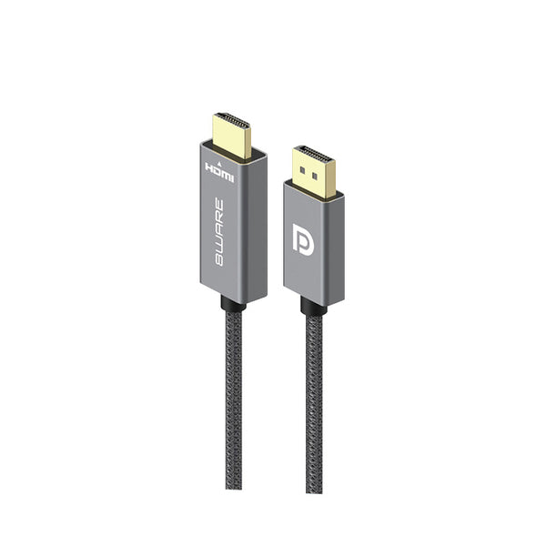 8ware 2m DisplayPort DP to HDMI 1.4v Male to Male Adapter Converter Cable Retail Pack 1080P Nylon Braide for Video Card PC Notebook to Monitor Project