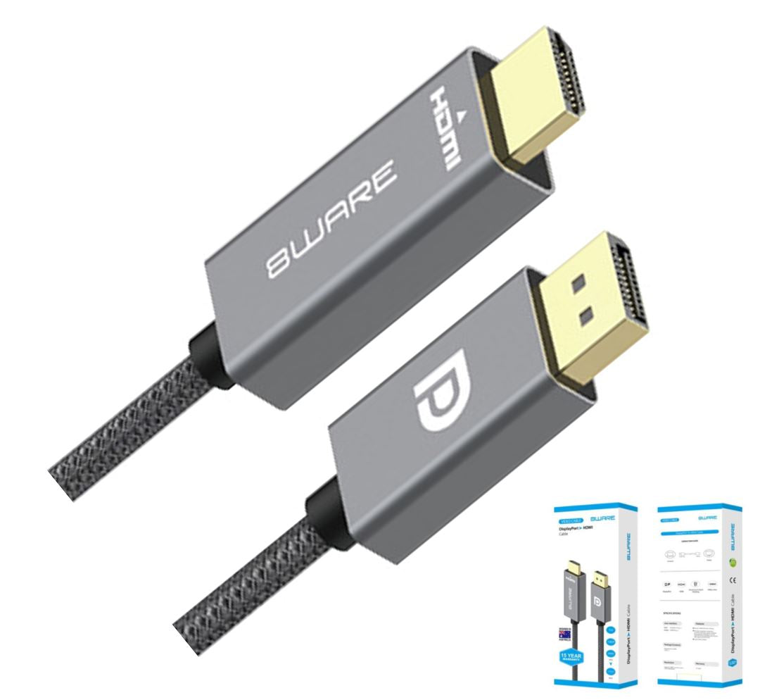 8ware 2m DisplayPort DP to HDMI 1.4v Male to Male Adapter Converter Cable Retail Pack 1080P Nylon Braide for Video Card PC Notebook to Monitor Project - Image 5