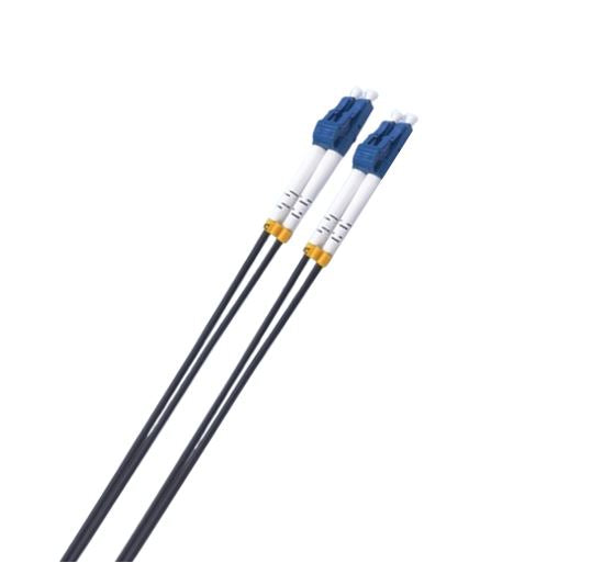 8ware 1.5m LC-LC OS2 Single Mode Dual-Core Fibre / Fiber Optic Cable UPC Duplex Armoured Low Smoke Zero Halogen (LSZH) Jacket Black - Image 1
