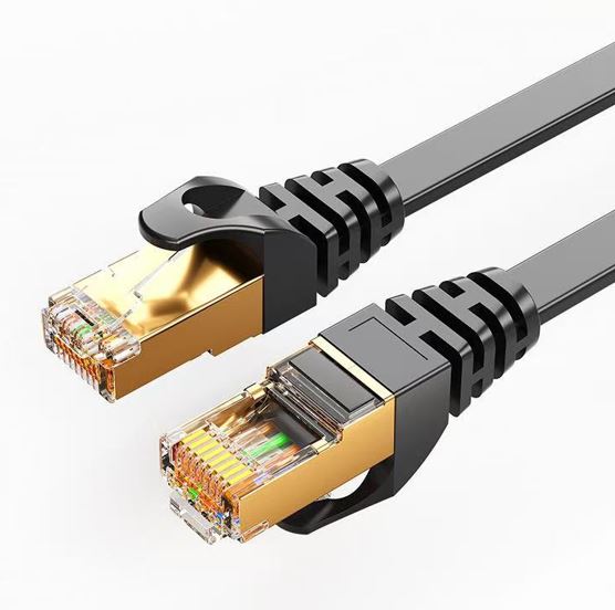 8Ware CAT7 Cable 2m - Black Color RJ45 Ethernet Network LAN UTP Patch Cord Snagless Flat cable - Image 1
