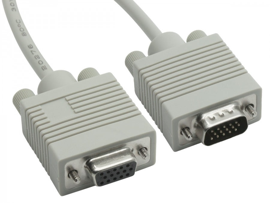 8Ware VGA Extension Cable 3m - 15 pins Male to 15 pins Female for Monitor PC Molded Type Grey - Image 1