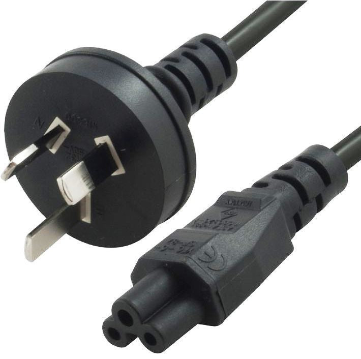 8ware 1m AU Power Lead Cord Cable 3-Pin AU to ICE 320-C5 Cloverleaf Plug Mickey Type Black Male to Female 240V 7.5A 3 core Notebook/Laptop AC Adapter - Image 1