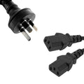 8ware 3m 10amp Y Split Power Cable with AU/NZ 3-pin Male Plug 2xIEC F C13 Socket & Cord for PC & Monitor to Wall Power Socket - Image 1