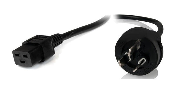 8Ware Power Cable 2m 3-Pin AU to IEC C19 Male to Female 10A Electrical Safety Black