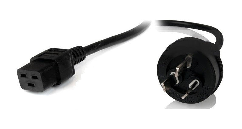 8Ware Power Cable 2m 3-Pin AU to IEC C19 Male to Female 10A Electrical Safety Black - Image 2