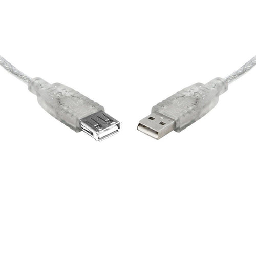 8Ware USB 2.0 Extension Cable 0.25m 25cm A to A Male to Female Transparent Metal Sheath Cable - Image 2
