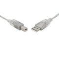 8Ware USB 2.0 Cable 1m Type A to B Male to Male Printer Cable for HP Canon Dell Brother Epson Xerox Transparent Metal Sheath UL Approved - Image 1