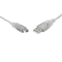 8Ware USB 2.0 Cable 1m A to Mini-USB B Male to Male Transparent - Image 1