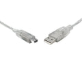 8Ware USB 2.0 Cable 1m A to Mini-USB B Male to Male Transparent - Image 1