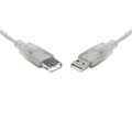 8Ware USB 2.0 Extension Cable 2m A to A Male to Female Transparent Metal Sheath Cable - Image 1